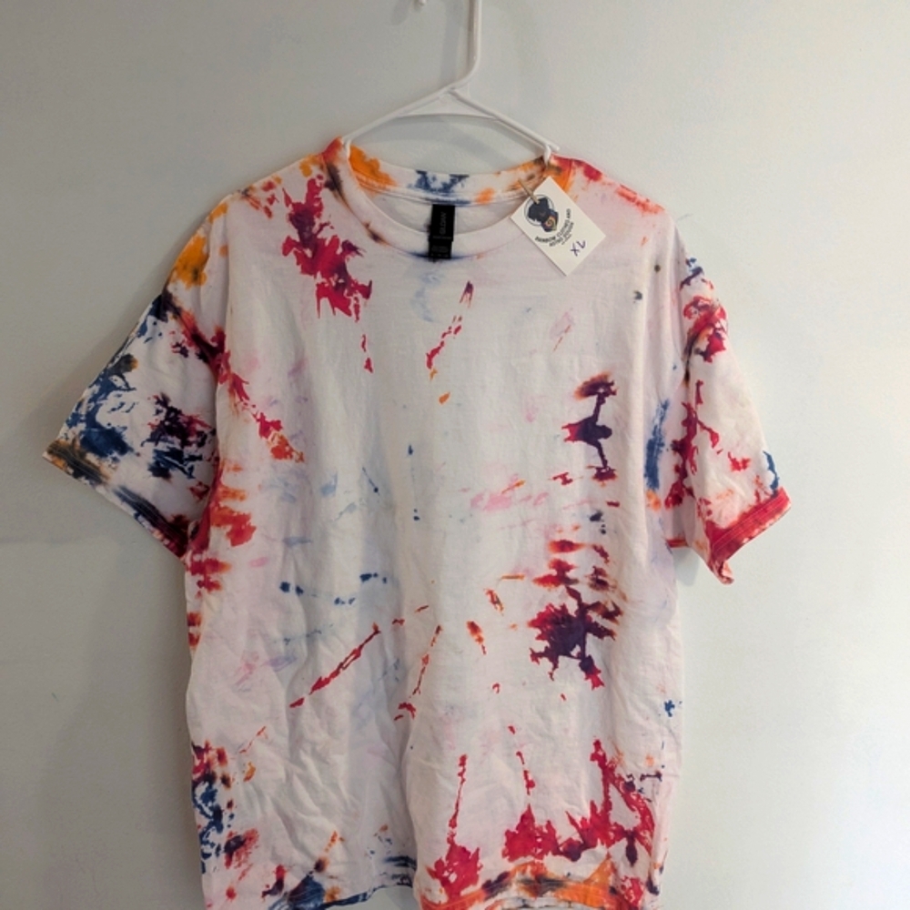 Kid-dyed Red and Orange Artistic Short Sleeve Tee